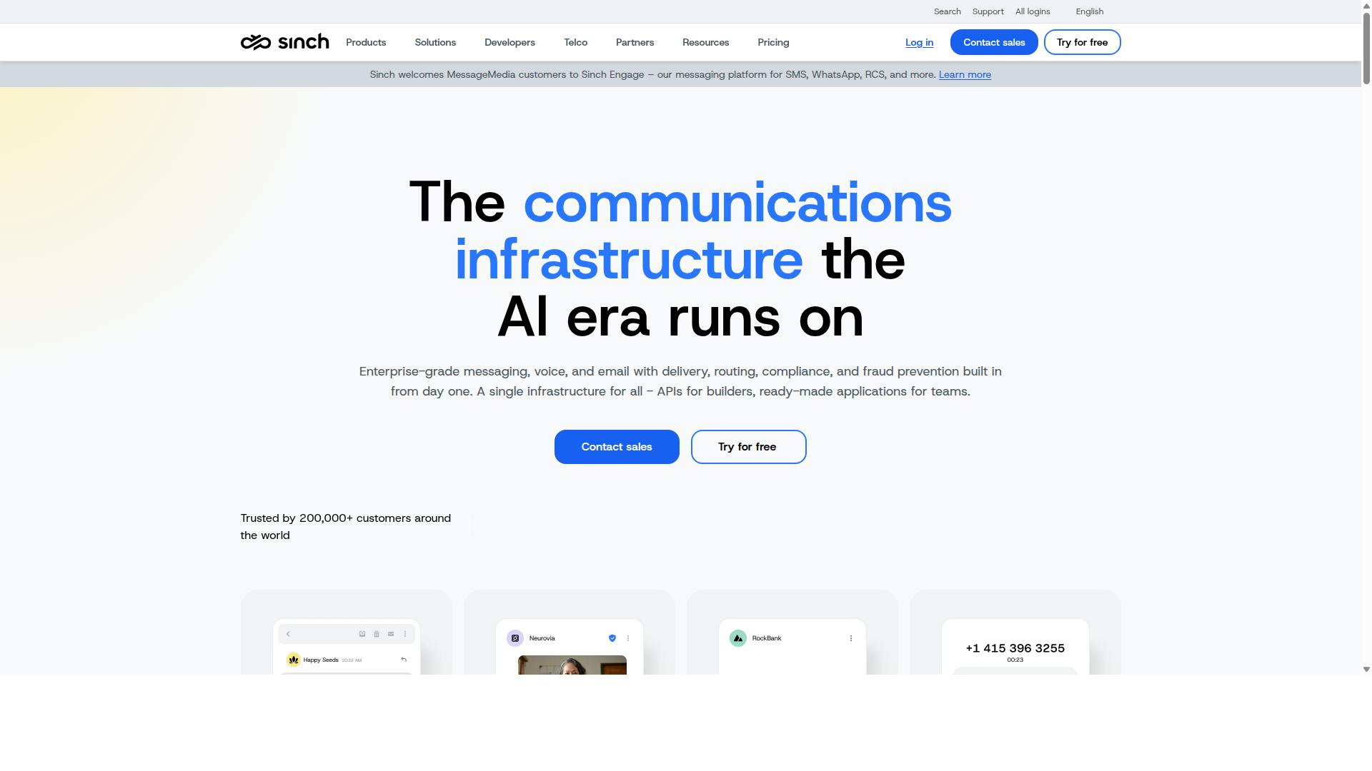 Sinch website